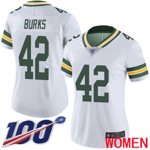 Green Bay Packers Limited White Women 42 Burks Oren Road Jersey Nike NFL 100th Season Vapor Untouchable